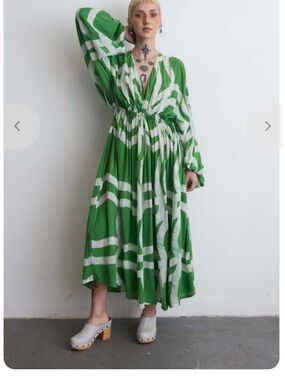 Osei duro Plunge Midi Dress - Relaxed Boho Style